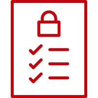 Icon of a checklist with a security lock on it